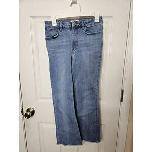 Wrangler Jeans 4x24 Blue High Rise Kick Flare Raw Light Wash Stretch  Pocket